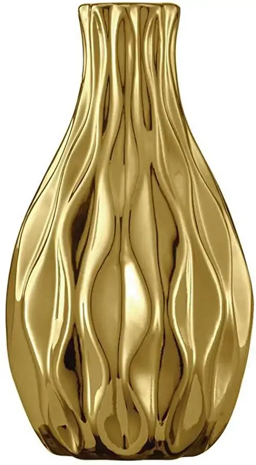 Vaso 11x6cm Ceramica Dourado
