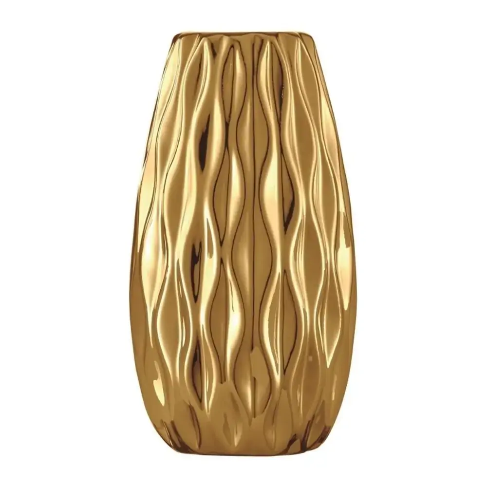 Vaso De Ceramica 11x6cm Dourado