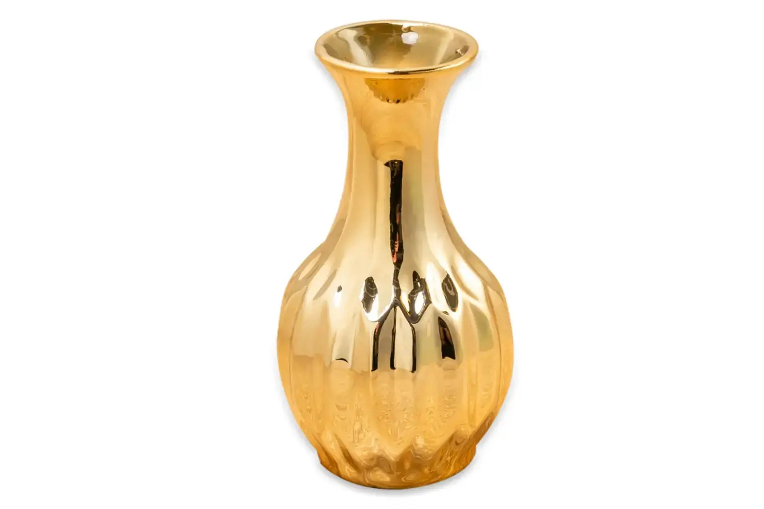 Vaso Em Ceramica Dourado 6,5x12cm