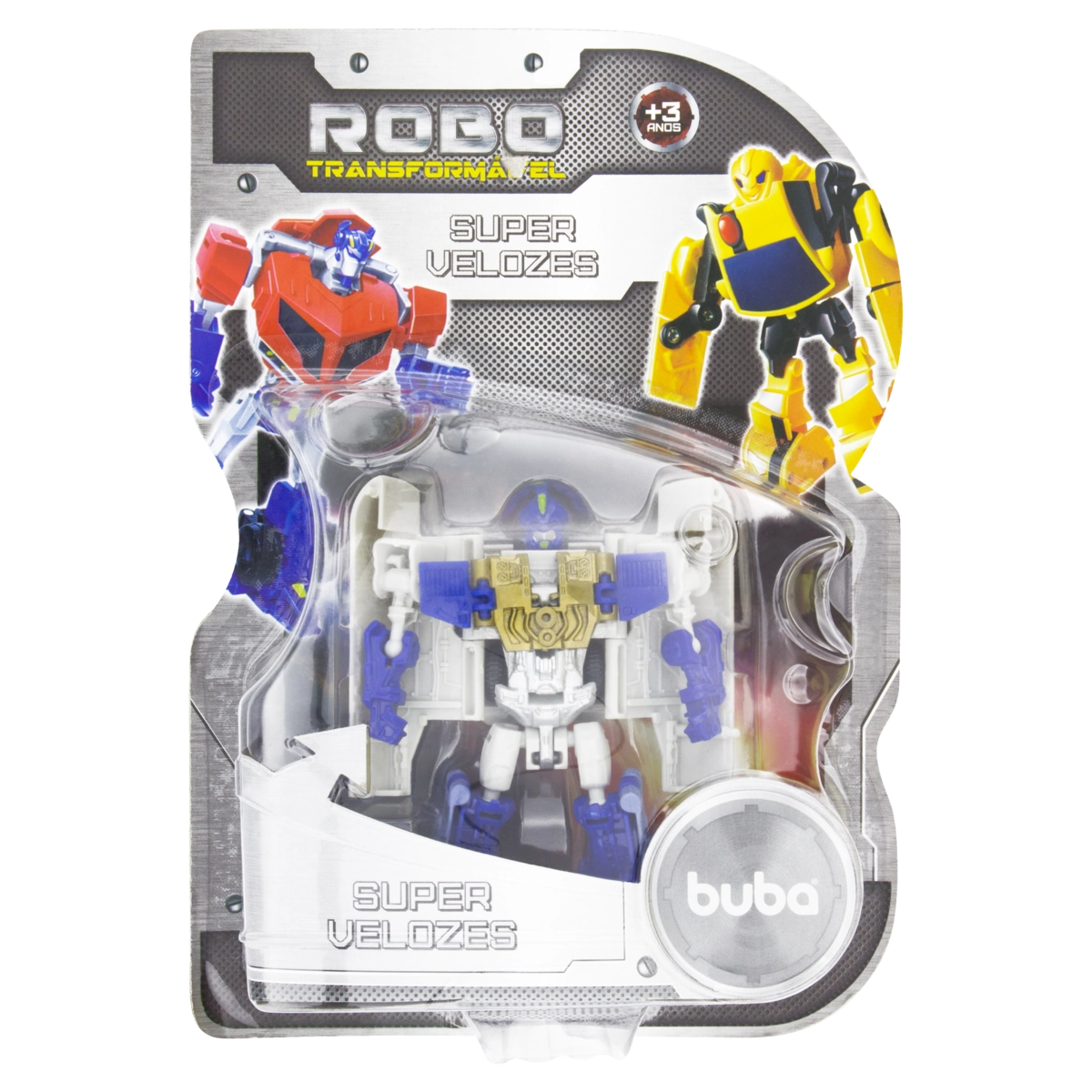 Boneco De Brinquedo Azul Super Velozes Buba Robô Transformável