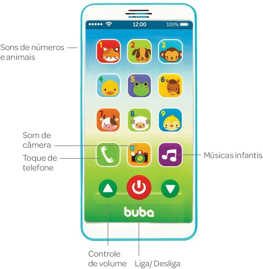 Baby Phone Buba Celular Para Bebês Telefone Com Sons e Músicas Infantil