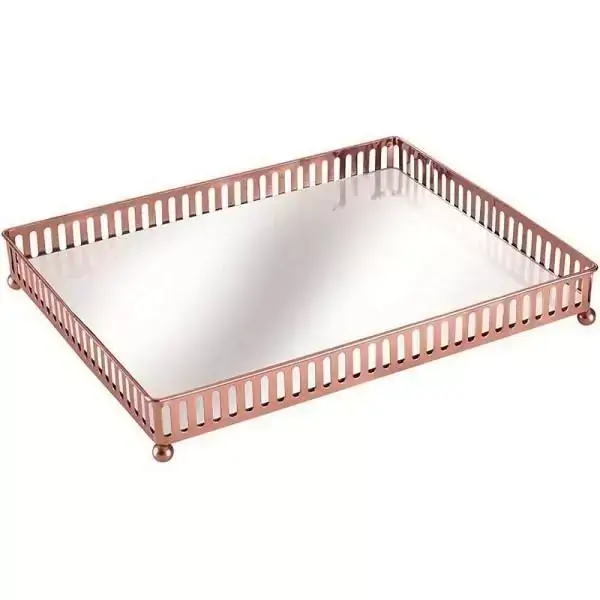 Bandeja Cobre em Metal com Espelho MART 7174