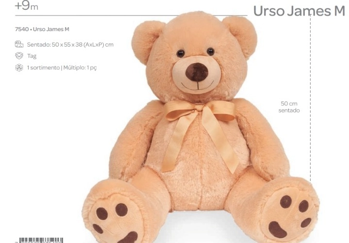 Urso James, Buba Toys, Multicor, Médio