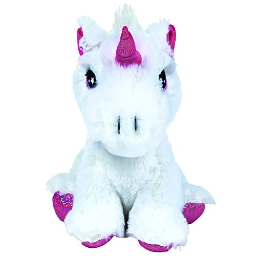 Unicórnio De Pelúcia Glitter Brilhante Branco Buba Toys