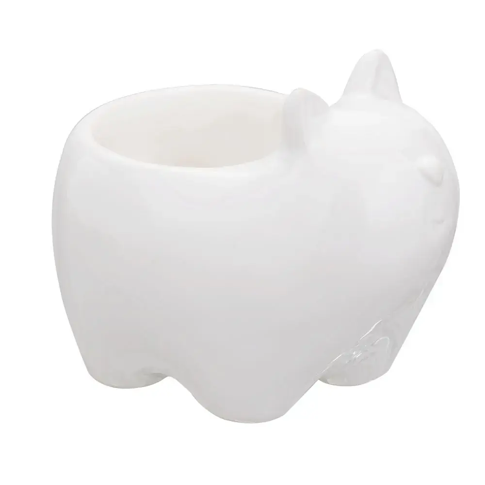 Jdm Cachepot Ceramica Branco Gato