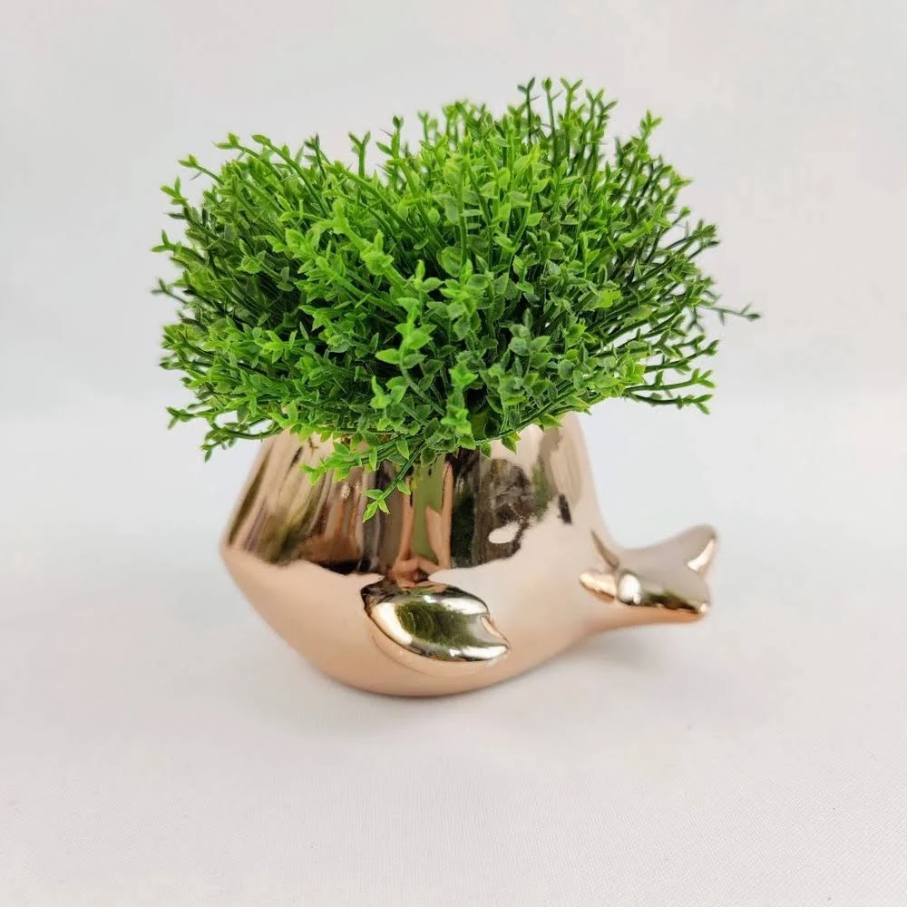 1 001 Cachepot Baleia Rose Ceramica