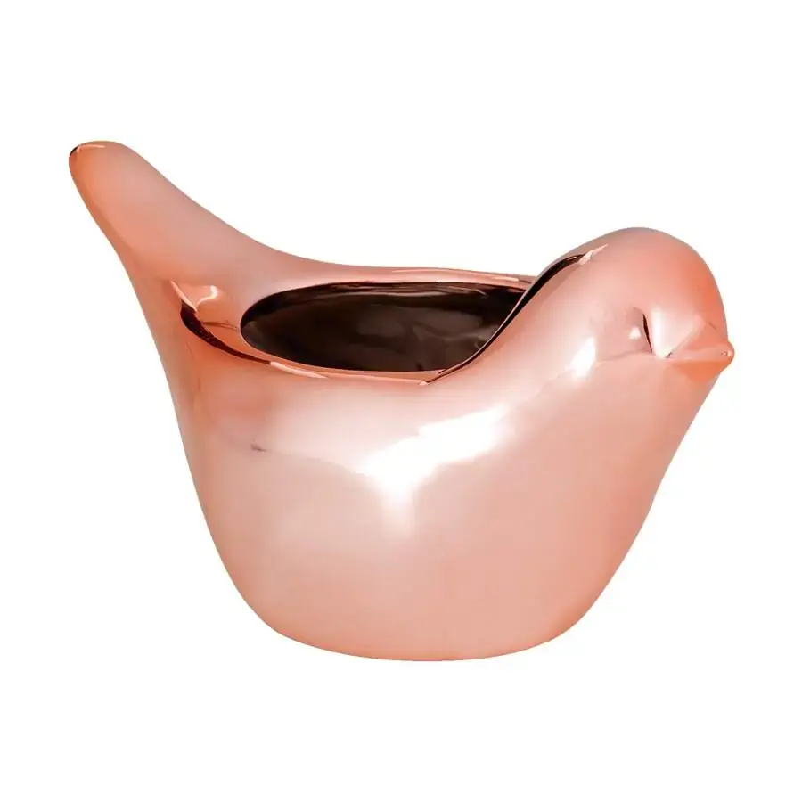 Jdm Cachepot Ceramica Gold Rose Passaro