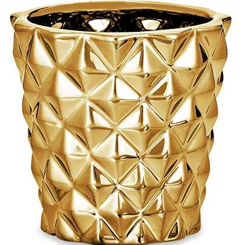 Jdm Cachepot Ceramica 08642 Dourado