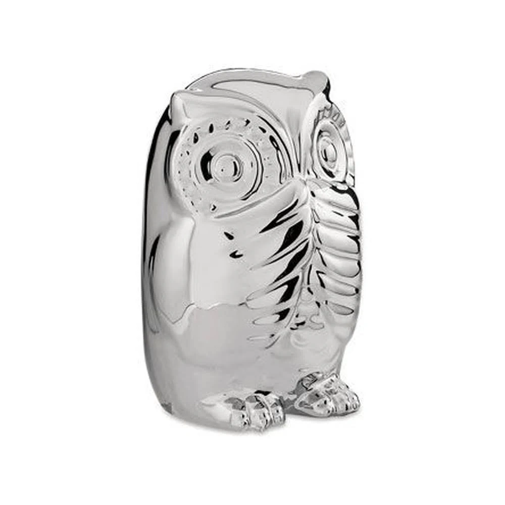 Coruja Prata Em Ceramica 3