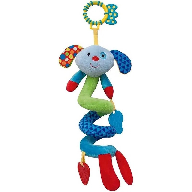 Mordedor e Chocalho - Cachorrinho Mola - Happy Zoo - Azul e Verde - Buba