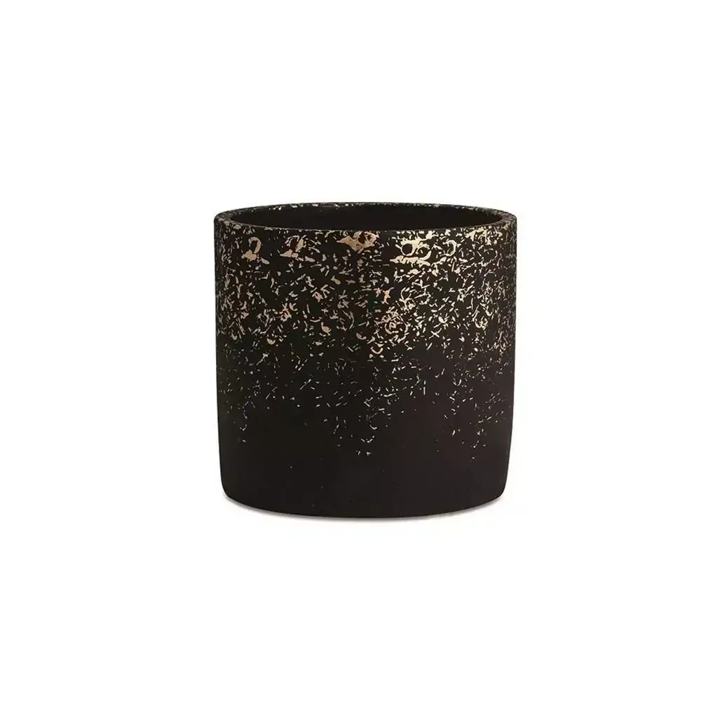 Cachepot Preto e Dourado Granilite em Cimento Mart P
