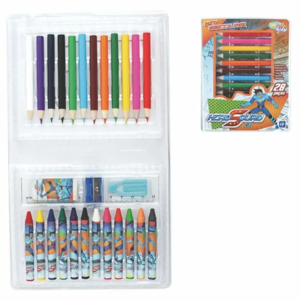 Kit Escolar Maleta 28pcs Azul