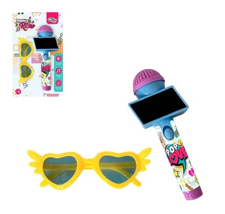 Microfone 3d Led Som Oculos Pop Love C/2pcs Wellmix