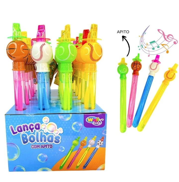 Bastao Lanca Bolhas Apito Display 24 Pcs