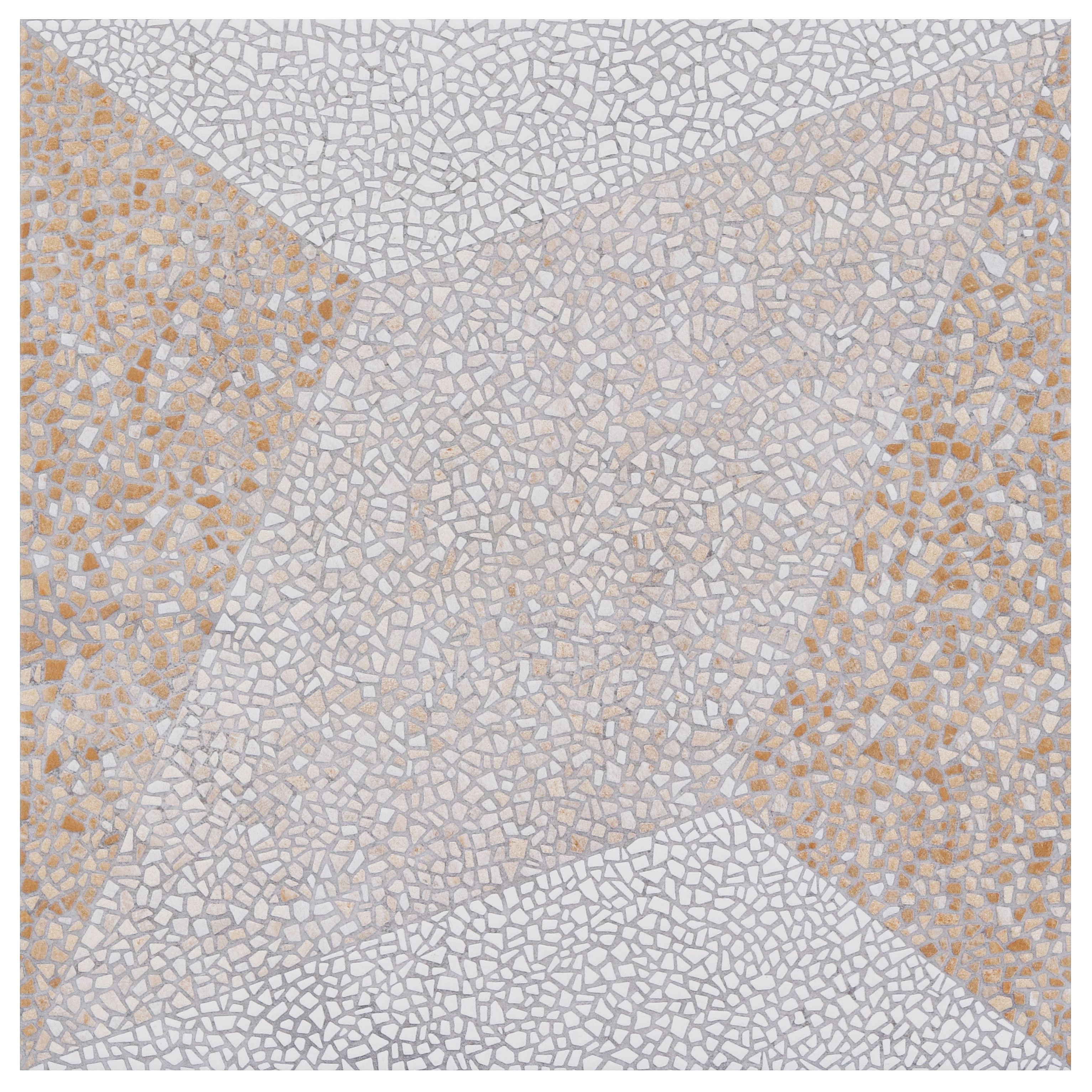 Piso Cerâmico Decorado Borda Arredondada Externo 60,5x60,5cm Mosaico Beige Geometric HD6124 Artens