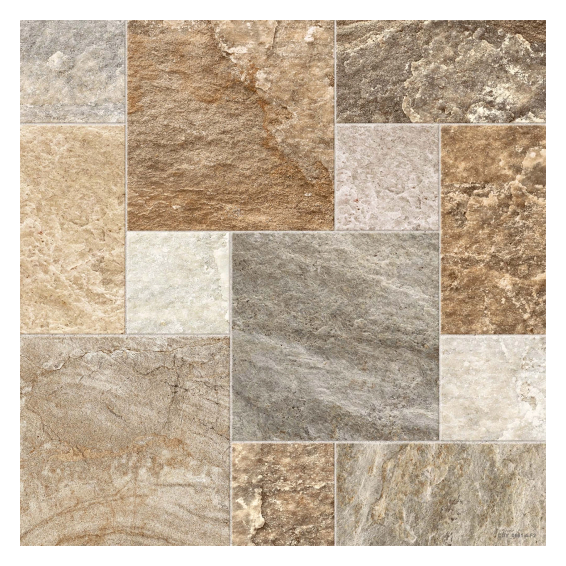 Piso Cerâmico Pedra Borda Arredondada Externo 60,5x60,5cm Carajás Brown HD61428 Artens