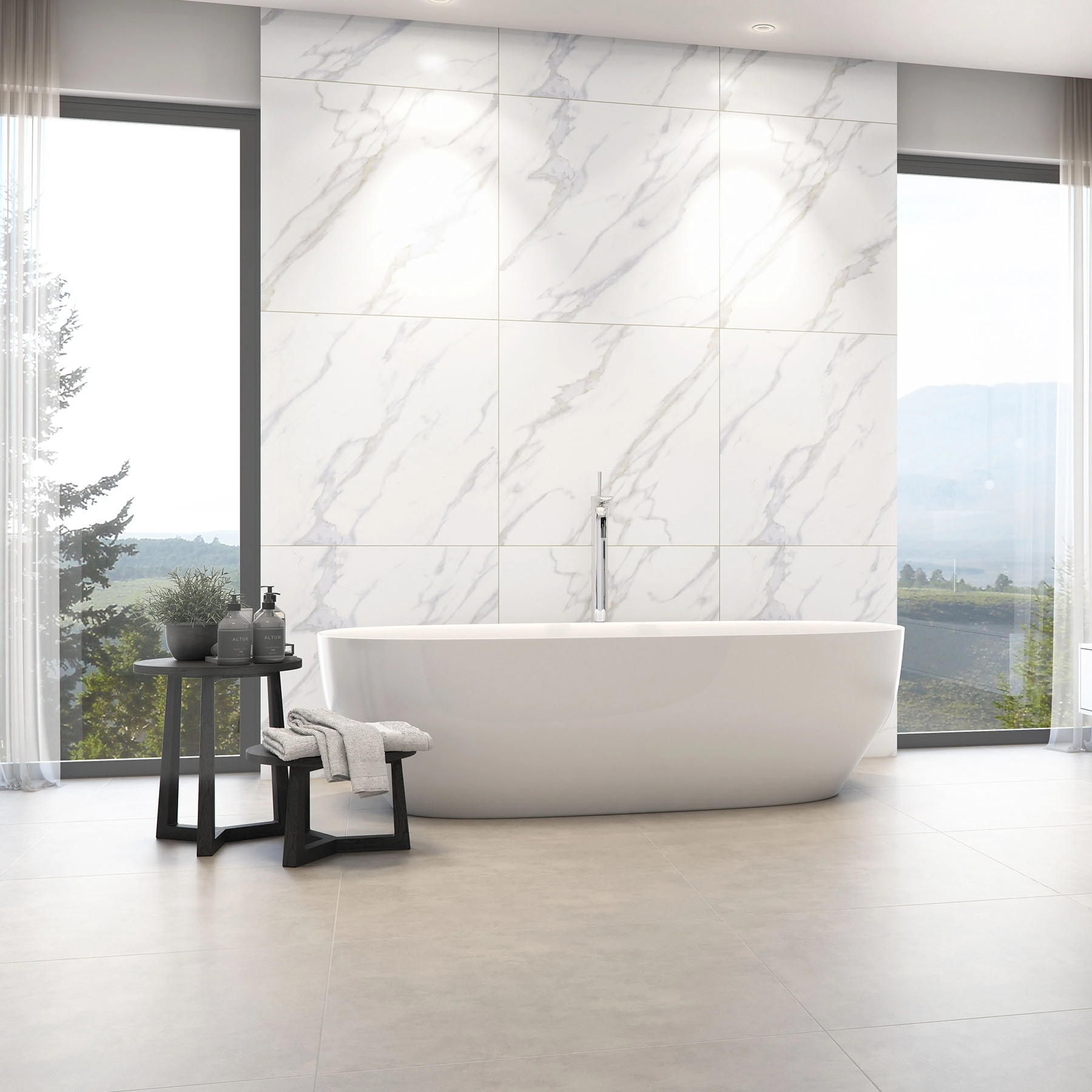Piso Cerâmico Marmorizado Brilhante Borda Reta Interno 60,5x60,5cm Beni RT60018 Embramaco