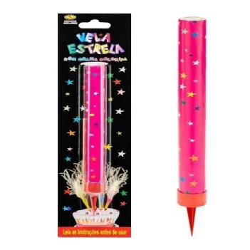 Vela Vulcao Rosa Ref.1479 Top Festas