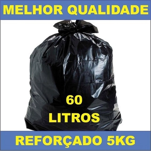 Saco Lixo Preto 60 Litros Reforçado Pct Com 5 Kg +ou- 60 Un