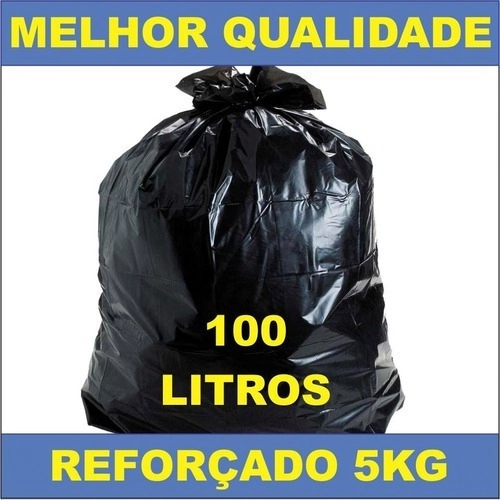 Saco Lixo Preto Reforçado 100 Litros C/ 5 Kg Boca Larga