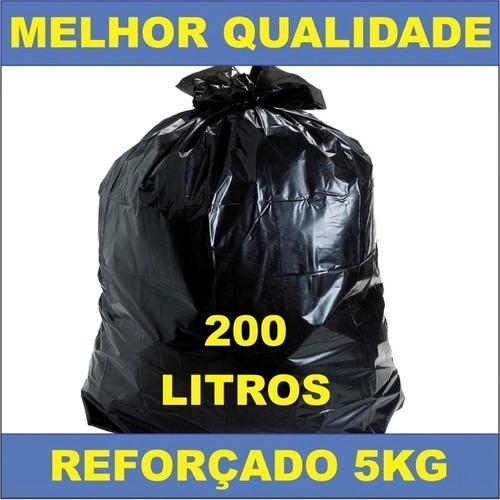 Saco Lixo Preto Reforçado 200 Litros Pct C/ 5 Kg +ou- 30 Un