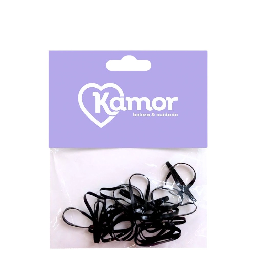 Elastico P/cabelo Kamor Silicone Preto G C/20un