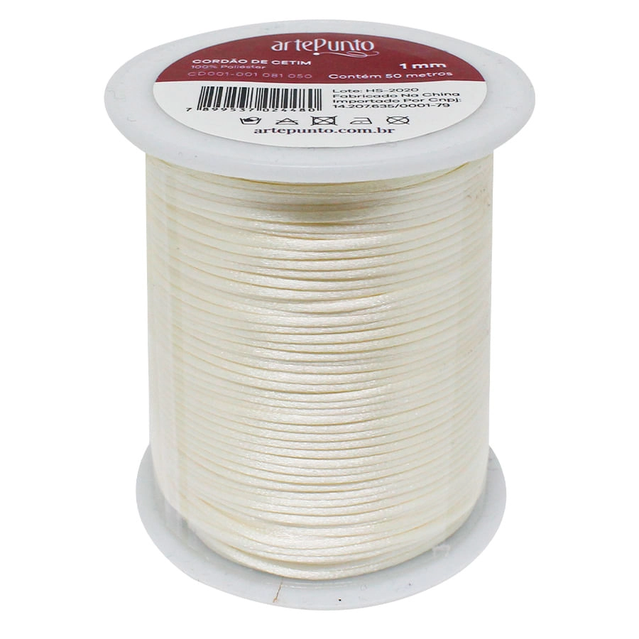 Cordao De Cetim 001 Larg 1,0 Mm Off White 50m Arte Punto