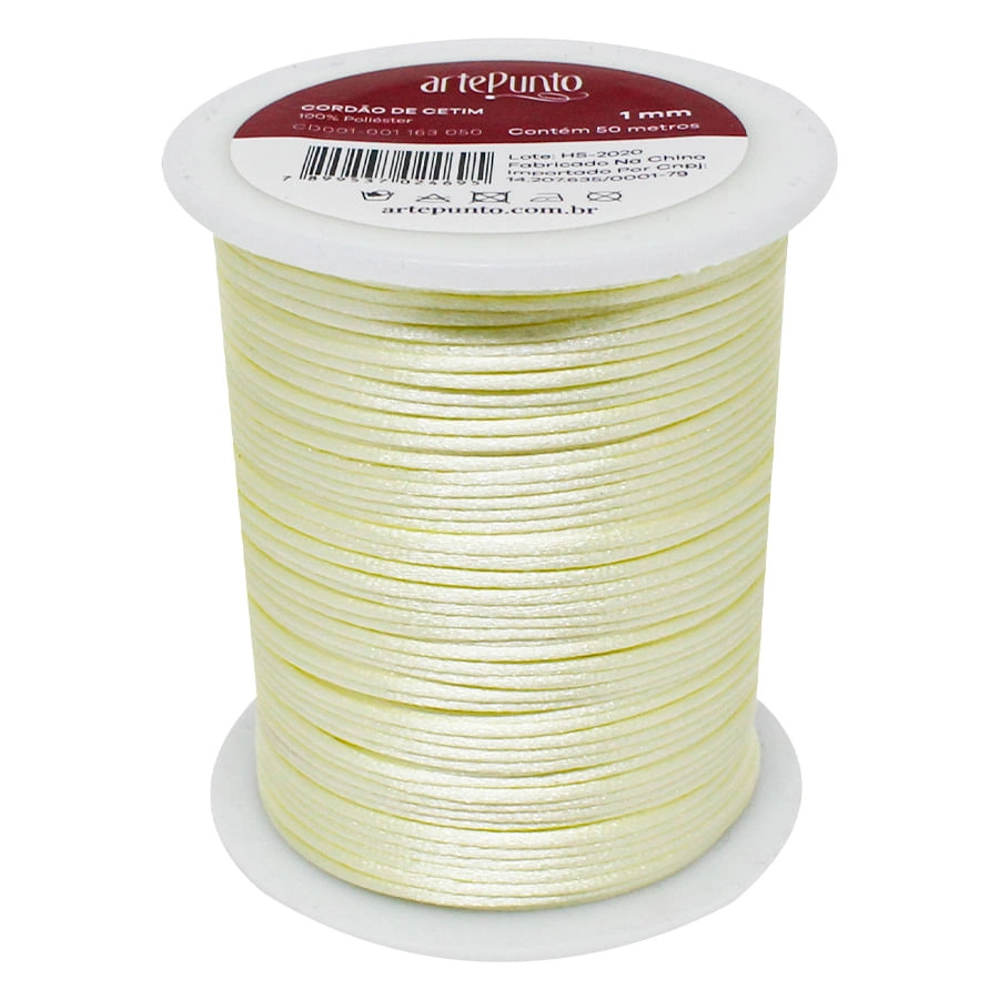 Cordao De Cetim 001 Larg 1,0 Mm Amarelo Claro 50m Arte Punto