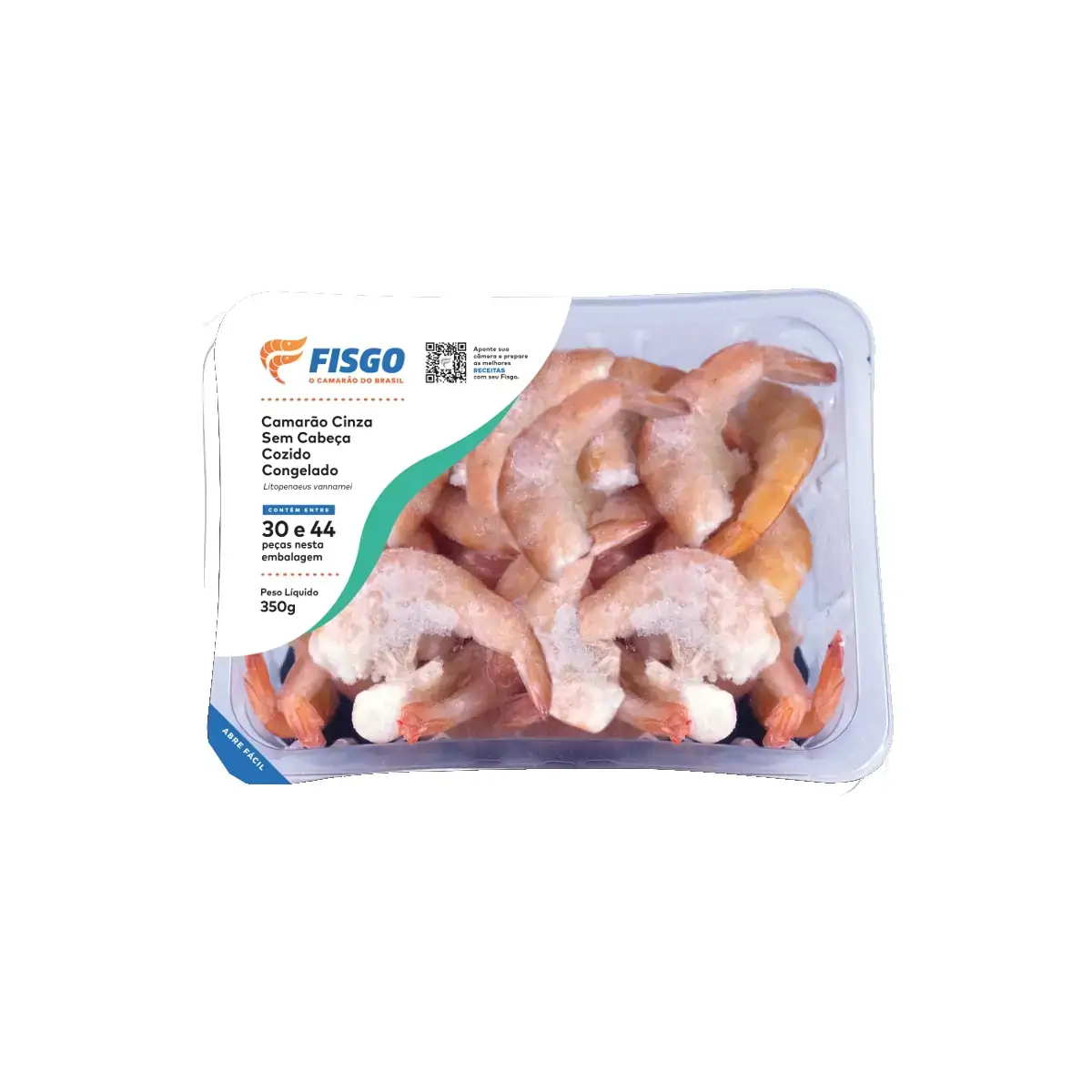 Camarão Sem Cabeça Cozido Congelado 30/44 FISGO 350G