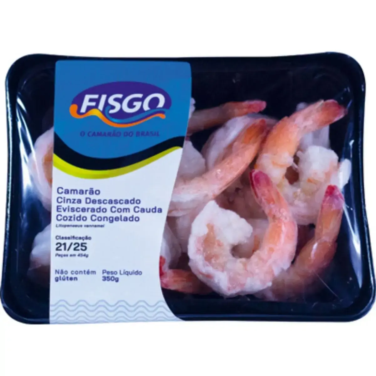 Camarão Descascado Eviscerado com Cauda Cozido Congelado 21/25 FISGO 350G