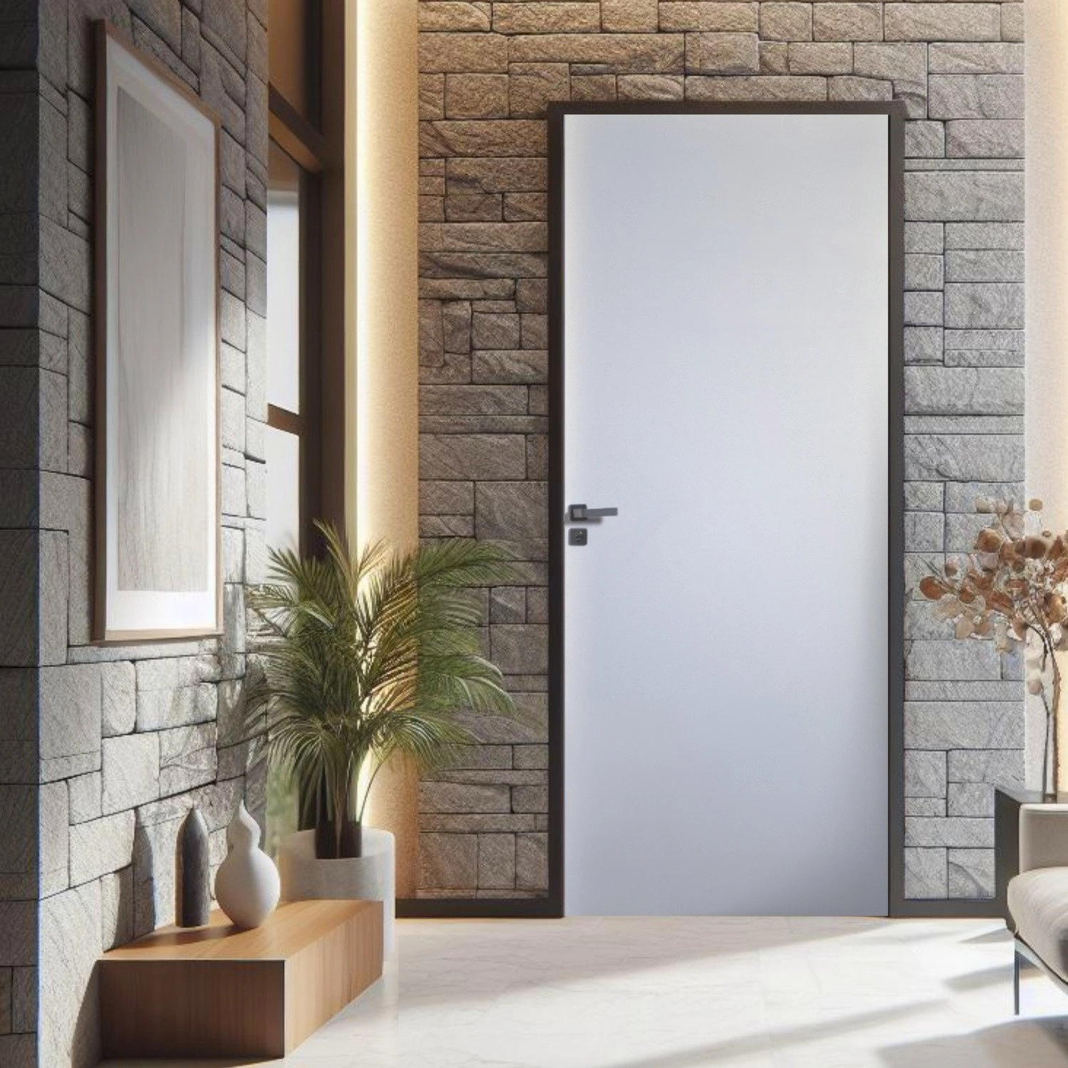 Kit Porta De Madeira Lisa Primer 210x62cm Batente 7,5cm Abertura Direita Branco