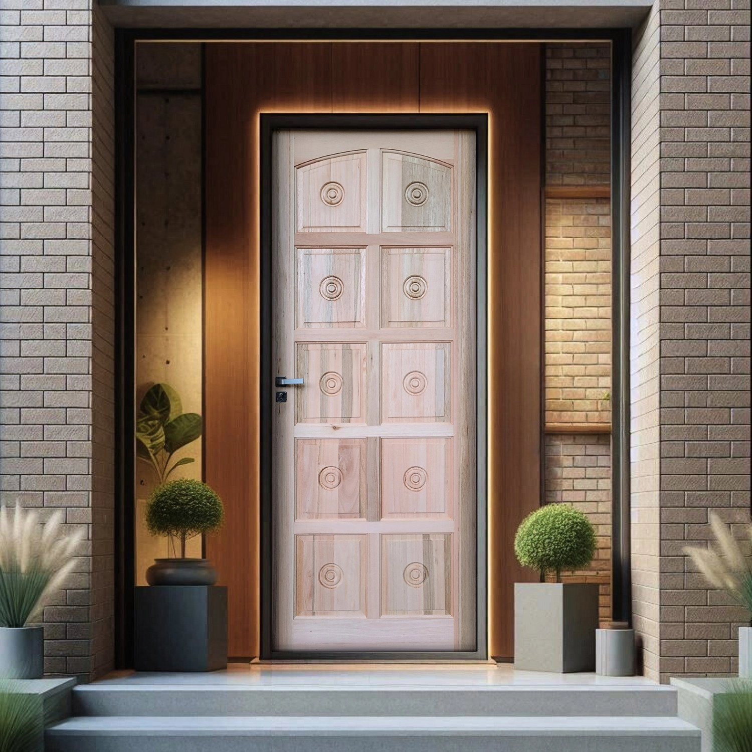 Folha De Porta De Madeira Torneada Eucalipto 210x82cm Uniportas Natural