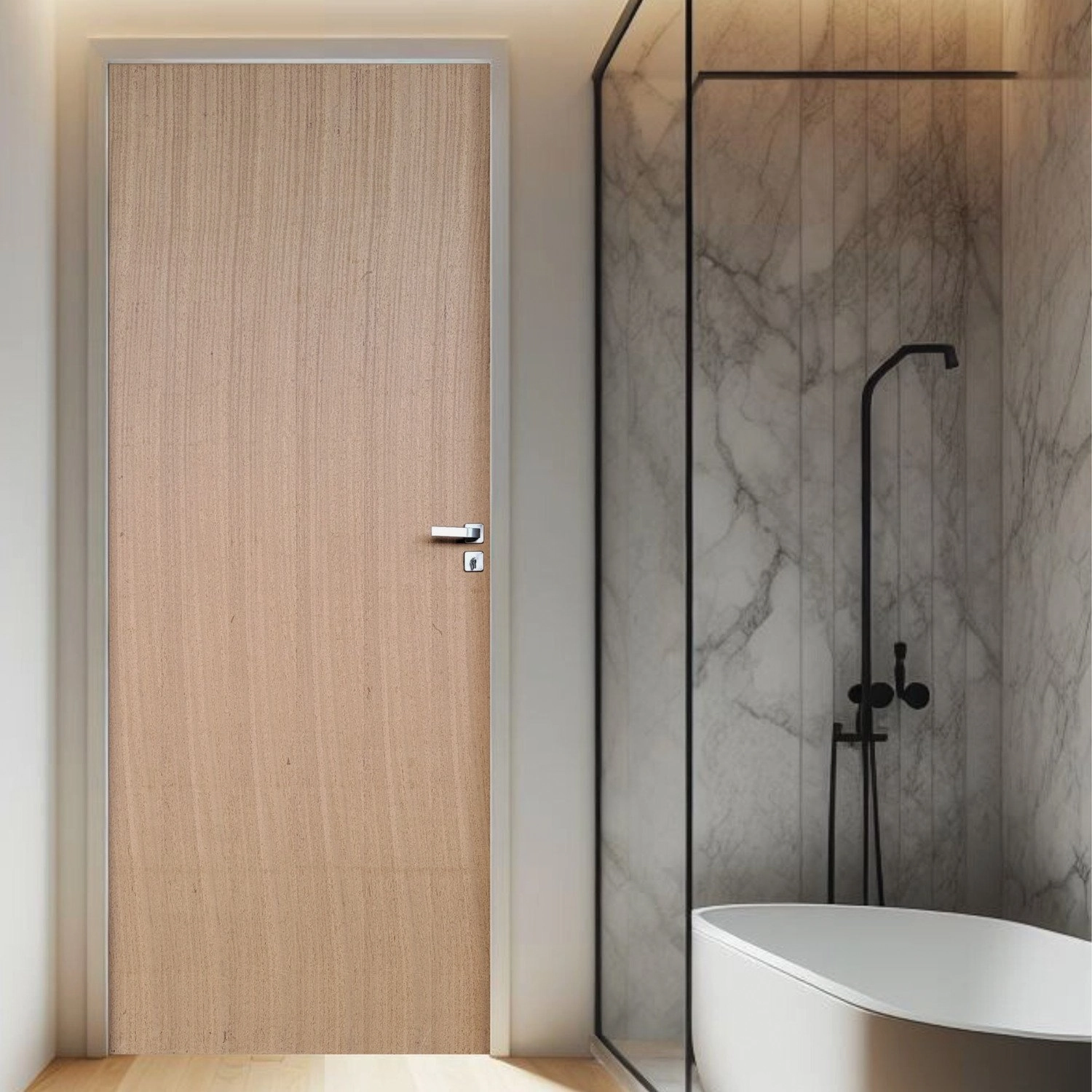 Kit Porta De Madeira Lisa Angelim 210x92cm Batente 16cm Uniportas Abertura Direita Natural