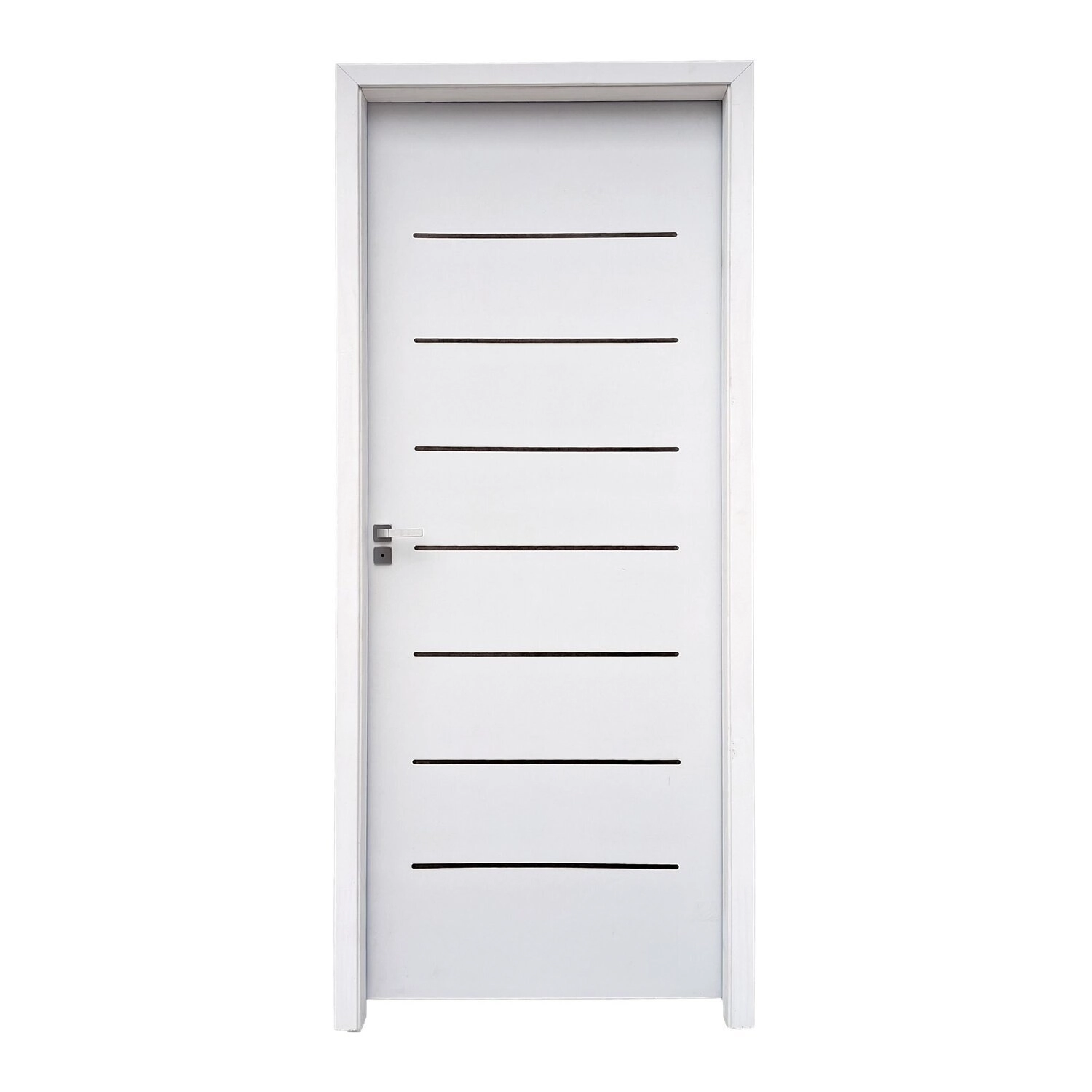 Kit Porta De Madeira 215x76cm Batente 15cm Com Guarnição Cristal Primer Uniportas Branco