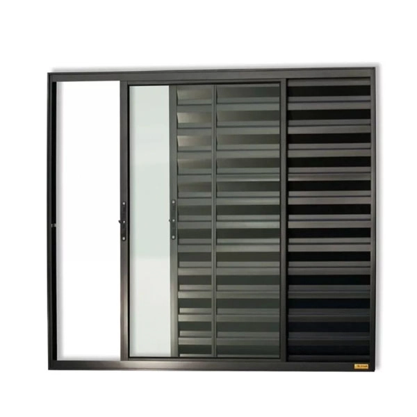 Veneziana 3 Folhas Aluminio Preto S/grade 1.00x1.20