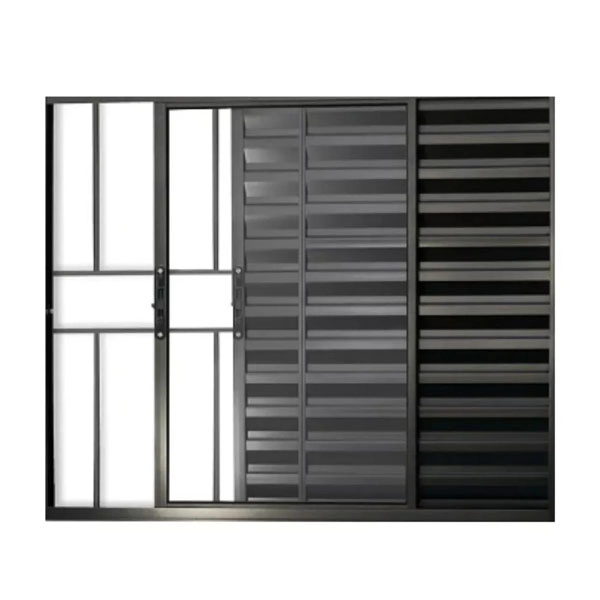 Veneziana 3 Folhas Aluminio Preto C/grade 1.00x1.20