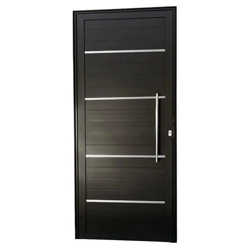 Porta Lambril Aluminio preto Com Friso E Visor 2.10x0.80 Lado Esquerdo