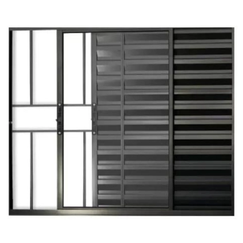 Janela Veneziana 3 Folhas 1,20x1,50 Alumínio Preto C/g