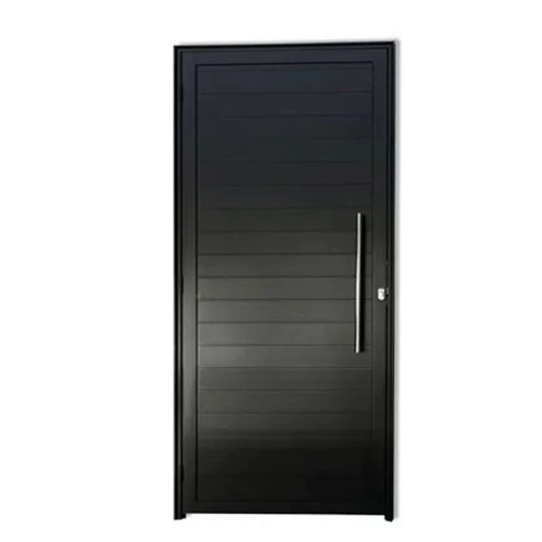 Porta Pivotante Lambril Aluminio Preto Com Puxador 2.10x0.90 Lado Esquerdo
