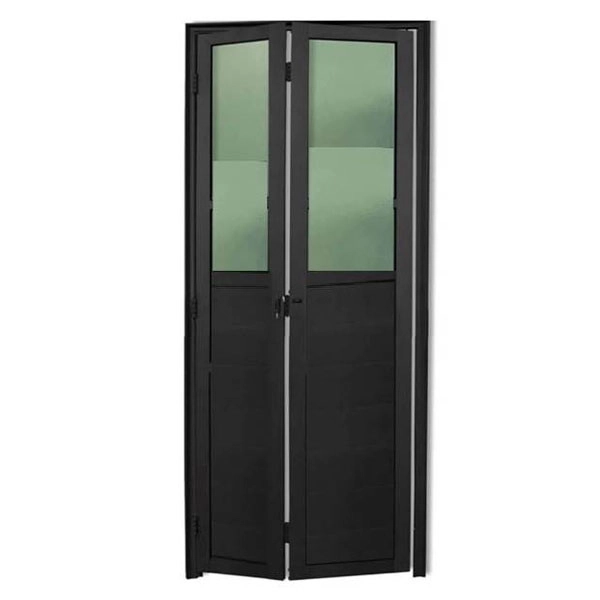 Porta Camarão Lambril Aluminio Preto C/visor E Trinco 2,10x0,70 Lado Direito
