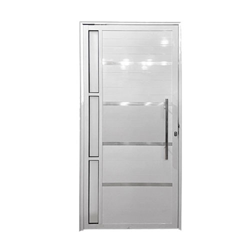 Porta Pivotante Lambril Aluminio Branco Com Friso E Visor 2.10x1.00 Lado Esquerdo