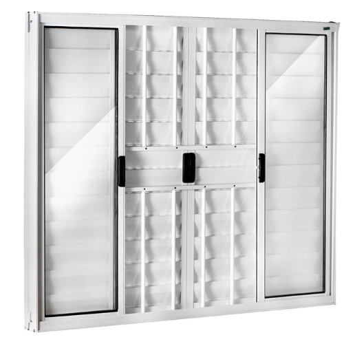 Janela Veneziana 6 Folhas 1,20x2,00 Alumínio Branco C/g