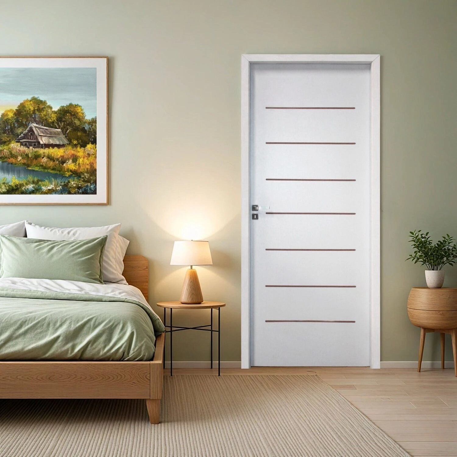 Kit Porta De Madeira 215x77cm Batente 11cm Cristal Primer Com Guarnição Uniportas Abertura Direita Branco