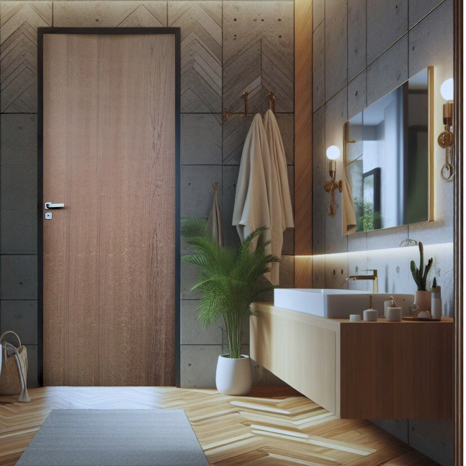 Kit Porta De Madeira Lisa Imbuia 210x62cm Batente 11cm Uniportas Abertura Direita Natural