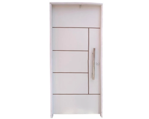 Porta De Madeira Frisada Branco  Primer Atenas C/puxador 2.16x0.86 Lado Direito