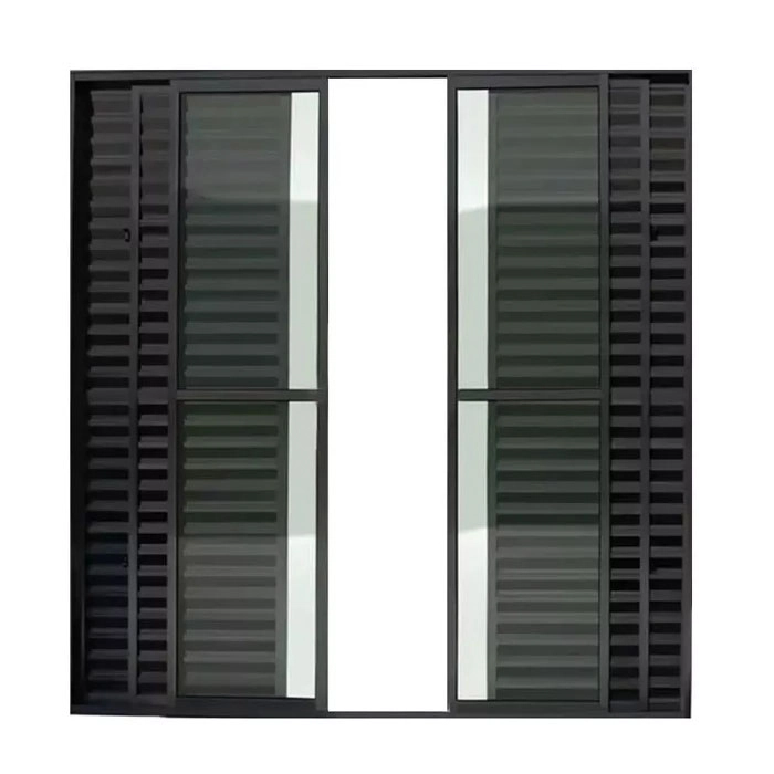 Porta Balcao 6 Folhas Aluminio Preto C/trinco 2,10x2.00