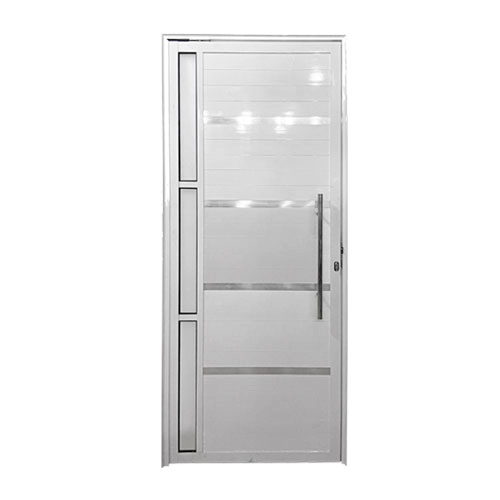 Porta Lambril Aluminio Branco Com Friso E Visor 2.10x0.80 Lado Esquerdo