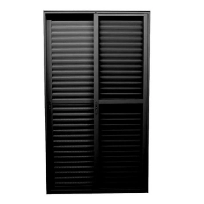 Porta Balcao 3 Folhas Aluminio Preto C/fechadura 2,10x1.50