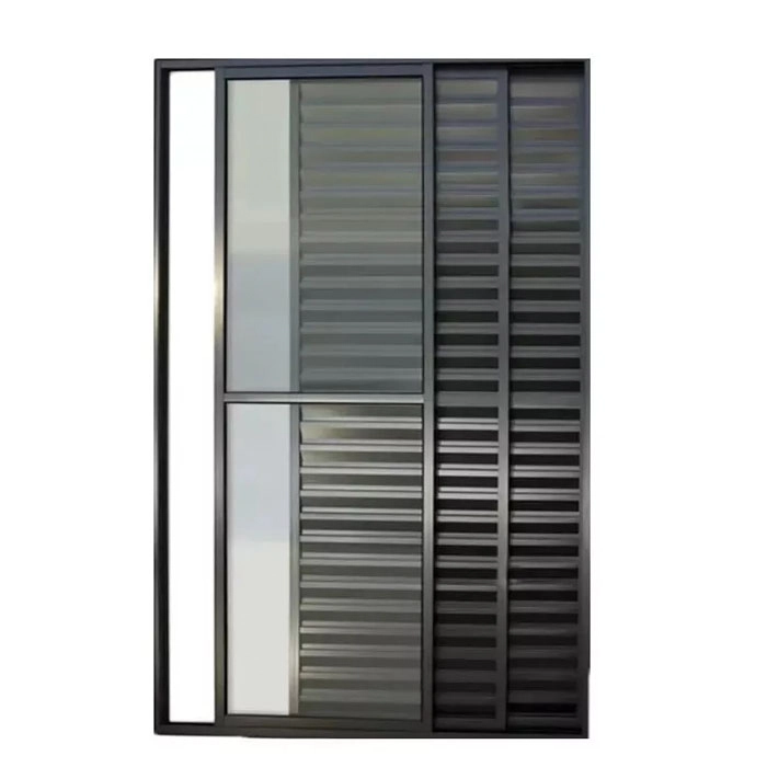 Porta Balcao 3 Folhas Aluminio Preto C/trinco 2,10x1.20
