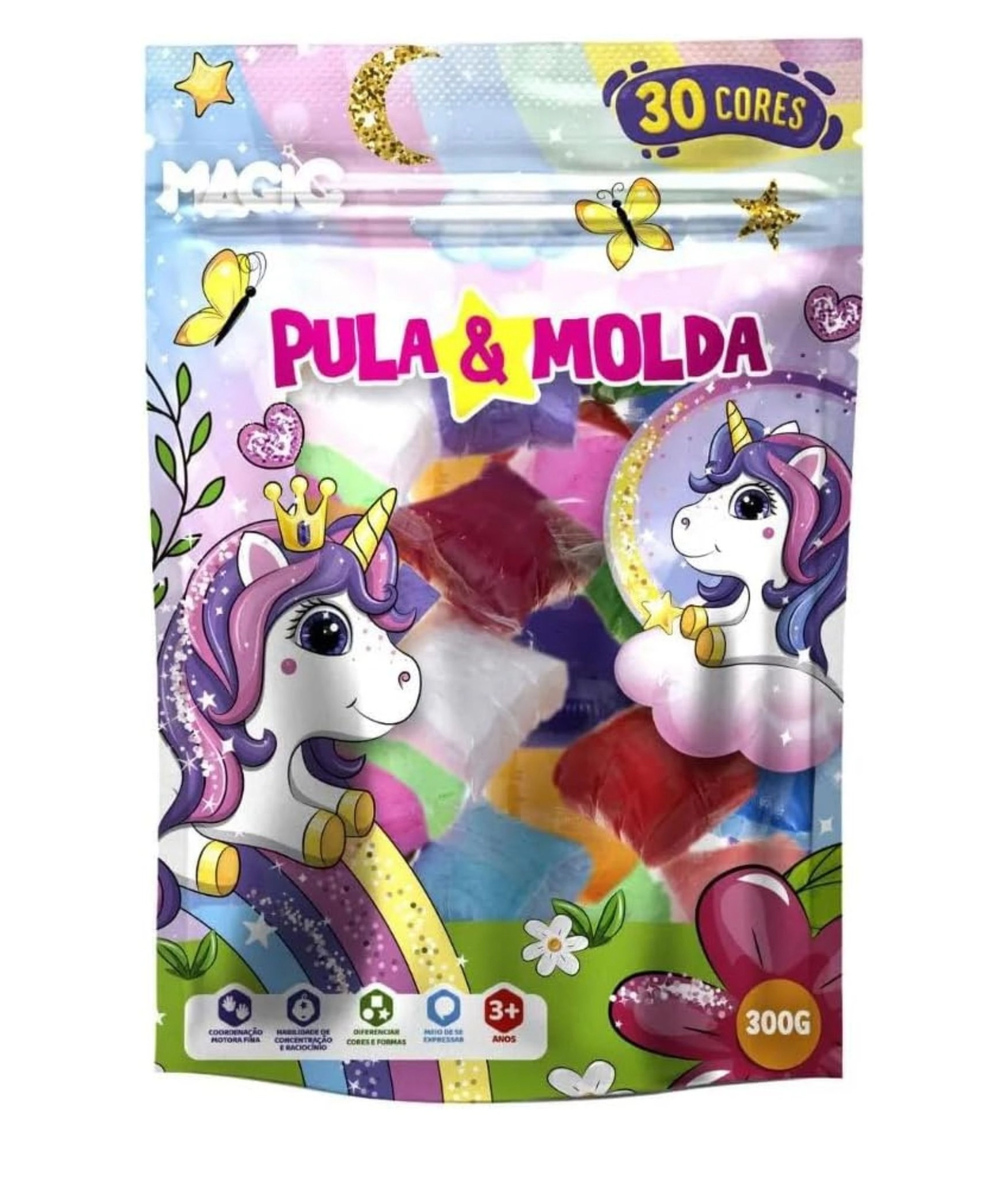 Massa Eva Pula E Molda Unicornio 30 Cores 300g